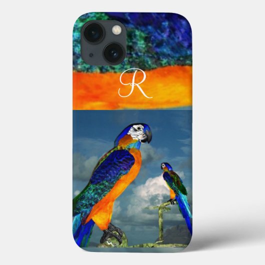 COQUES Case-Mate iPhone PARROTS HYPER /MONOGRAMME D'ARA BLEU (Verso)