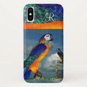 COQUES Case-Mate iPhone PARROTS HYPER /MONOGRAMME D'ARA BLEU (Dos)