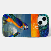COQUES Case-Mate iPhone PARROTS HYPER /MONOGRAMME D'ARA BLEU (Verso (horizontal))