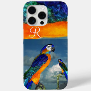 COQUE iPhone 15 PRO MAX PARROTS HYPER /MONOGRAMME D'ARA BLEU