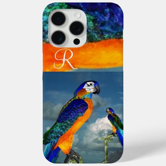 COQUES Case-Mate iPhone PARROTS HYPER /MONOGRAMME D'ARA BLEU (Verso)
