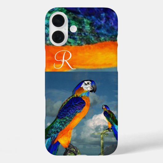 COQUES Case-Mate iPhone PARROTS HYPER /MONOGRAMME D'ARA BLEU (Verso)