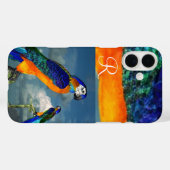 COQUES Case-Mate iPhone PARROTS HYPER /MONOGRAMME D'ARA BLEU (Verso (horizontal))