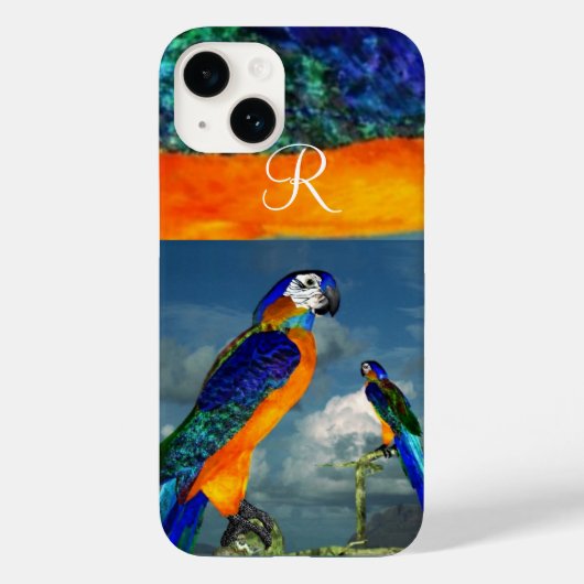 COQUES Case-Mate iPhone PARROTS HYPER /MONOGRAMME D'ARA BLEU (Verso)