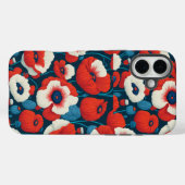 Coques Case-Mate iPhone Partenaire floral rouge et blanc (Verso (horizontal))