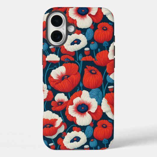 Coques Case-Mate iPhone Partenaire floral rouge et blanc (Verso)