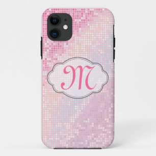 Coque Case-Mate Pour iPhone Parties scintillant à billes Monogramme rose fille