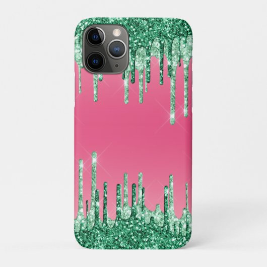 Coques Case-Mate iPhone Parties scintillant à goutte verte Couleur Chic Pi (Dos)
