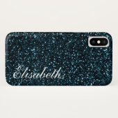 Coques Case-Mate iPhone Parties scintillant à imprimé bleu foncé chaud ten (Dos (Horizontal))
