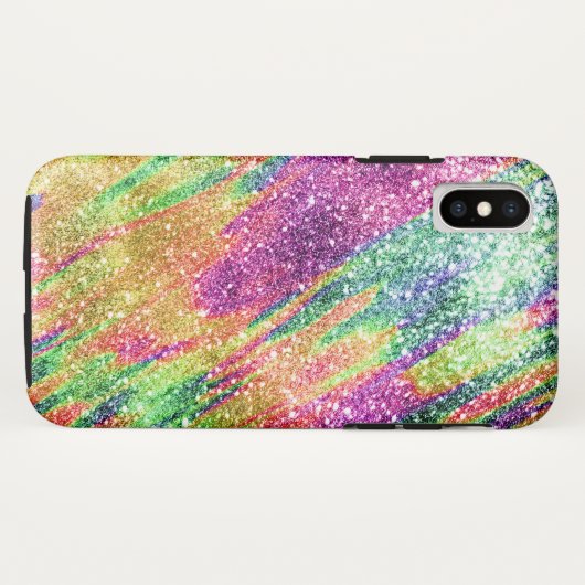 Coques Case-Mate iPhone Parties scintillant Abstraite Neon Rainbow Sparkly (Dos (Horizontal))