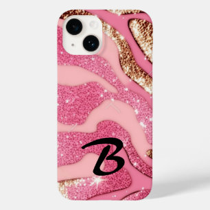 Coque Pour iPhone 14 Parties scintillant animale Monogramme Rose Gold A
