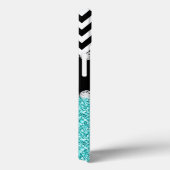 Coques Case-Mate iPhone Parties scintillant AQUA CHEVRON NOIR MONOGRAMMMÉ (Verso / Droite)