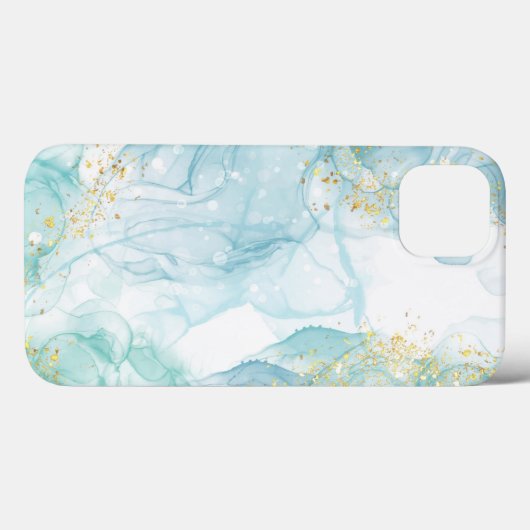 Coques Case-Mate iPhone Parties scintillant aquarelle Turquoise Blue iPhon (Verso (horizontal))