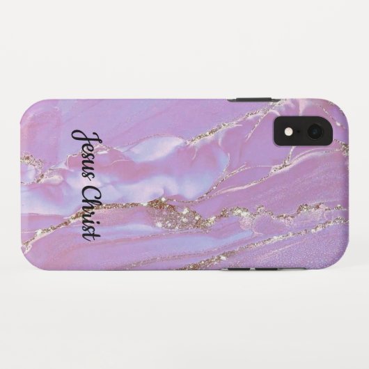 Coques Case-Mate iPhone Parties scintillant arc-en-ciel goutte rose monogr (Dos (Horizontal))