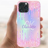 Coques Case-Mate iPhone Parties scintillant arc-en-ciel goutte rose monogr