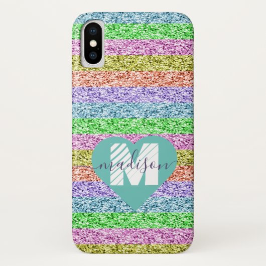 Coques Case-Mate iPhone Parties scintillant arc-en-ciel moderne Nom du scr (Dos)