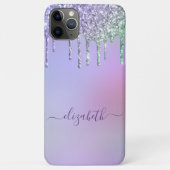 Coques Case-Mate iPhone Parties scintillant arc-en-ciel Monogramme violet (Dos)