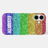 Coques Case-Mate iPhone Parties scintillant arc-en-ciel personnalisée (Verso (horizontal))