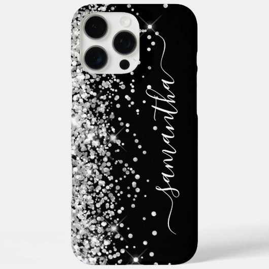 Coques Case-Mate iPhone Parties scintillant argent Black Girl Signature (Verso)