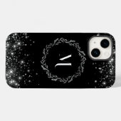 Coques Case-Mate iPhone Parties scintillant Argent Et Noir Élégant Monogra (Verso (horizontal))