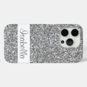 Coques Case-Mate iPhone Parties scintillant Argent Faux Motif ressemblant (Verso (horizontal))