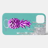 Coques Case-Mate iPhone Parties scintillant argent gouttes métal ananas ve (Verso (horizontal))