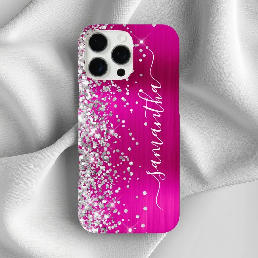 Coques Case-Mate iPhone Parties scintillant argent Hot rose Metallic Girl
