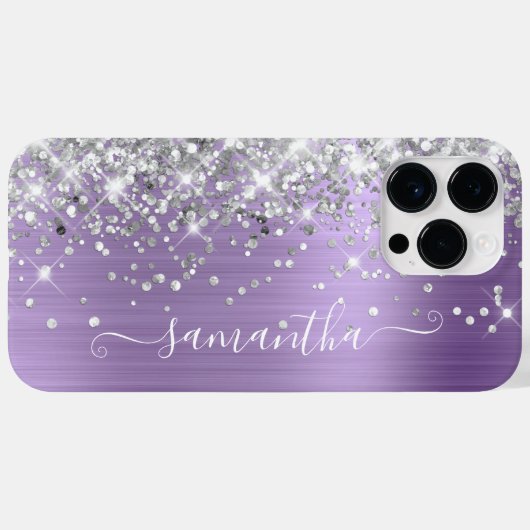 Coques Case-Mate iPhone Parties scintillant Argent Lumière Glam Violet Sig (Verso (horizontal))