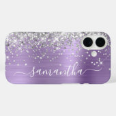 Coques Case-Mate iPhone Parties scintillant Argent Lumière Violet Signatur (Verso (horizontal))