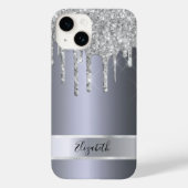 Coques Case-Mate iPhone Parties scintillant argent monogramme métallique é (Verso)