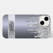 Coques Case-Mate iPhone Parties scintillant argent monogramme métallique é (Verso (horizontal))