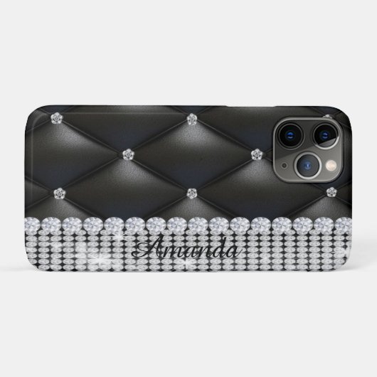 Coques Case-Mate iPhone Parties scintillant argent noir monogramme iPhone  (Dos (Horizontal))