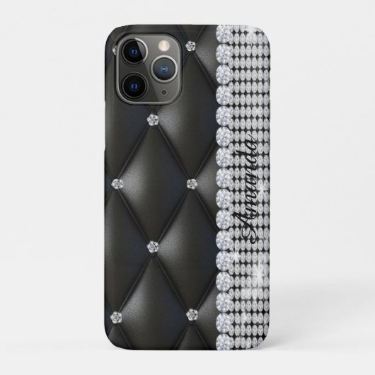 Coques Case-Mate iPhone Parties scintillant argent noir monogramme iPhone (Dos)