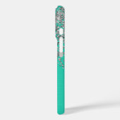Coques Case-Mate iPhone Parties scintillant Argent, Pinceau Acier Turquois (Verso / Gauche)