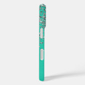 Coques Case-Mate iPhone Parties scintillant Argent, Pinceau Acier Turquois (Verso / Droite)