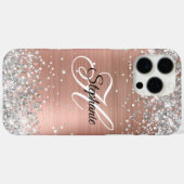 Coques Case-Mate iPhone Parties scintillant argent Rose or huile Fancy Mon (Verso (horizontal))