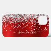 Coques Case-Mate iPhone Parties scintillant Argent Rouge Pile moderne Fill (Verso (horizontal))