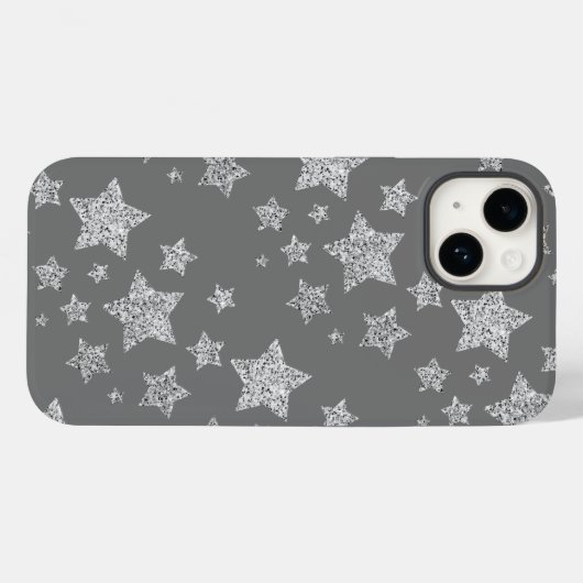 Coques Case-Mate iPhone Parties scintillant argent scintille Étoiles motif (Verso (horizontal))