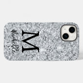 Coques Case-Mate iPhone Parties scintillant argent tendance Monogramme Nom (Verso (horizontal))