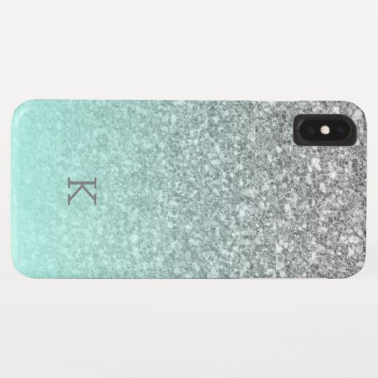 Coques Case-Mate iPhone Parties scintillant argentée bleu turquoise ombre (Dos (Horizontal))