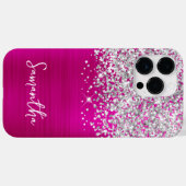 Coques Case-Mate iPhone Parties scintillant argentée brillante Hot Pink No (Verso (horizontal))