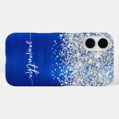 Coques Case-Mate iPhone Parties scintillant argentée brillante Royal Blue  (Verso (horizontal))