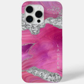 Coques Case-Mate iPhone Parties scintillant argentée Magenta Pink Agate Gé (Verso)