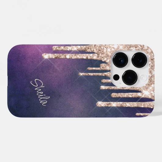 Coques Case-Mate iPhone Parties scintillant argentée sur un monogramme ros (Verso (horizontal))