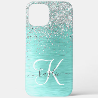 Case-Mate iPhone Case Parties scintillant argentée turquoise en métal br