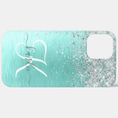Coques Case-Mate iPhone Parties scintillant argentée turquoise en métal br (Verso / Droite)