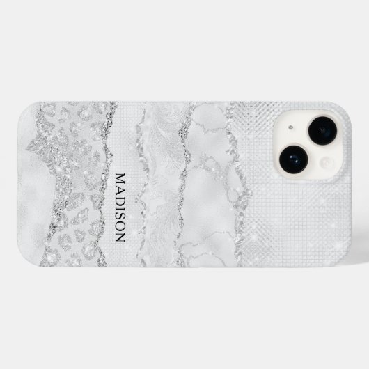 Coques Case-Mate iPhone Parties scintillant blanche (Verso (horizontal))