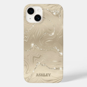 Coque Pour iPhone 14 Parties scintillant blanche Arrière - plan Champag