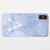 Coques Case-Mate iPhone Parties scintillant Bleu Bokeh Sparkly Monogram (Dos (Horizontal))