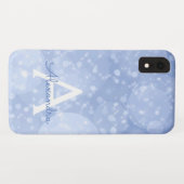 Coques Case-Mate iPhone Parties scintillant Bleu Bokeh Sparkly Monogram (Dos (Horizontal))